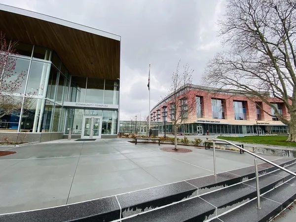 a view of a building with street view