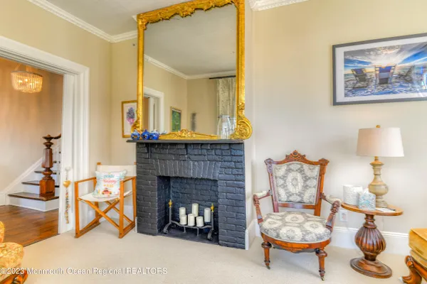 a kitchen with stainless steel appliances a counter top space and a large window