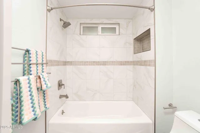 a bathroom with a bathtub