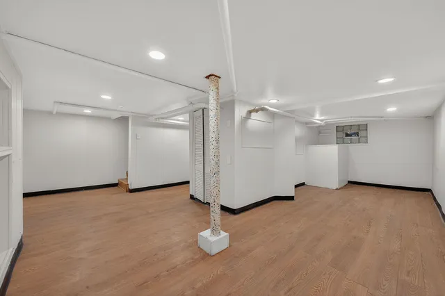 a view of a livingroom with a staircase