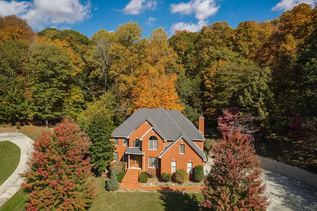 an aerial view of a house