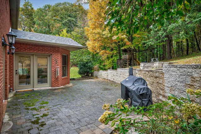 a view of outdoor space with sliding door