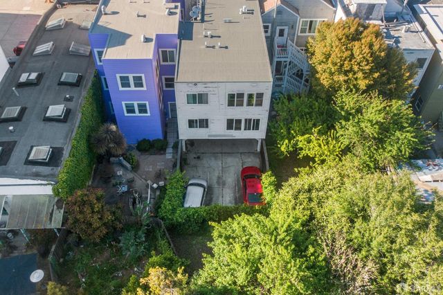 an aerial view of a house