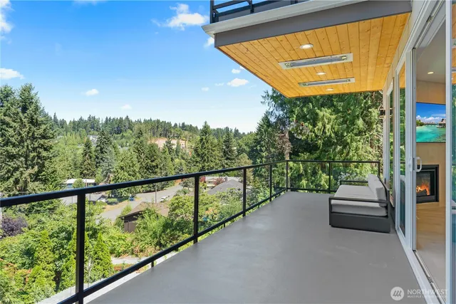 a balcony with street view