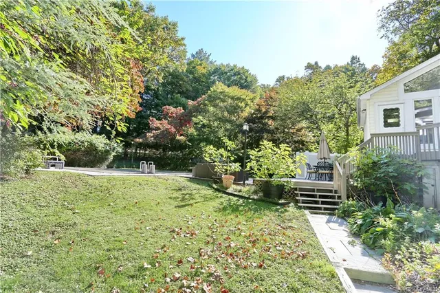 a backyard of a house with lots of green space