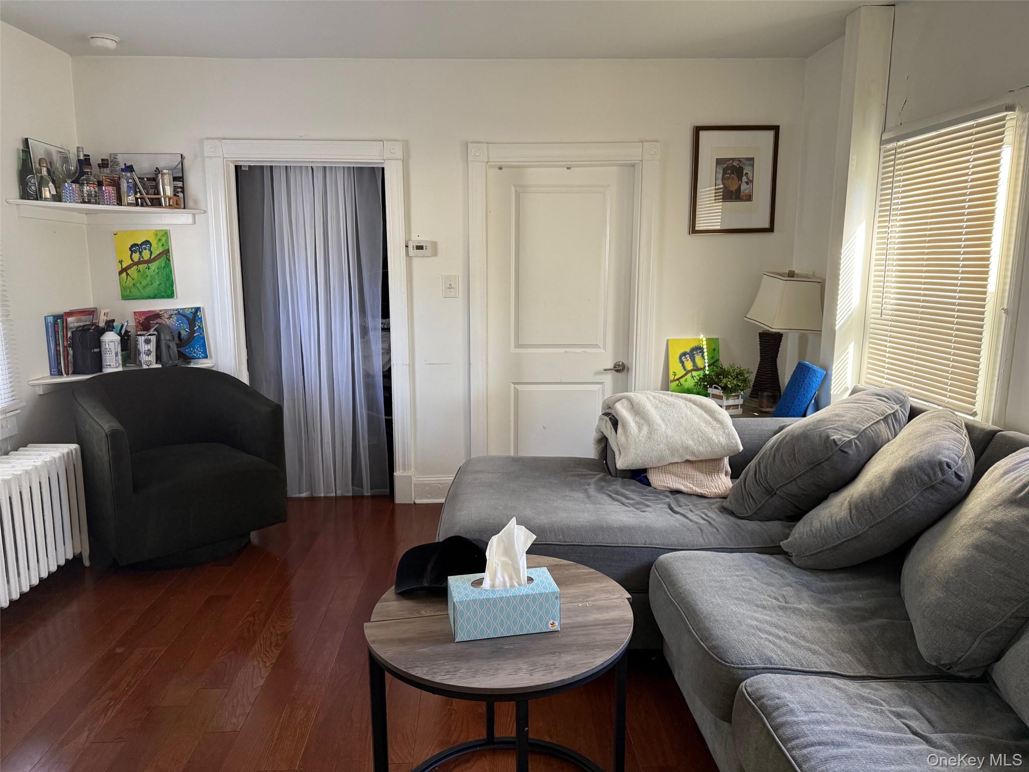 93 Jackson Avenue, Unit 1 Nyack, NY 10960 - Photo 4 of 10 Living room featuring dark wood finished floors and radiator heating unit