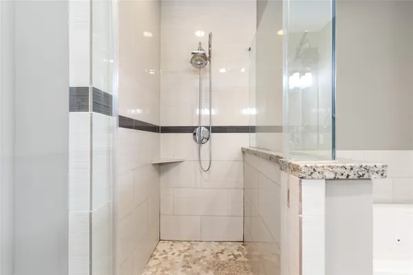 a bathroom with a shower