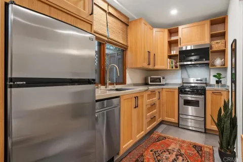 a living room with furniture