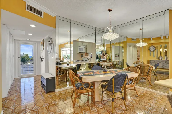 a view of a dining room and livingroom