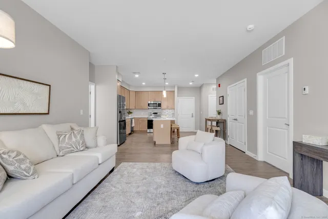 a living room with furniture and a couch