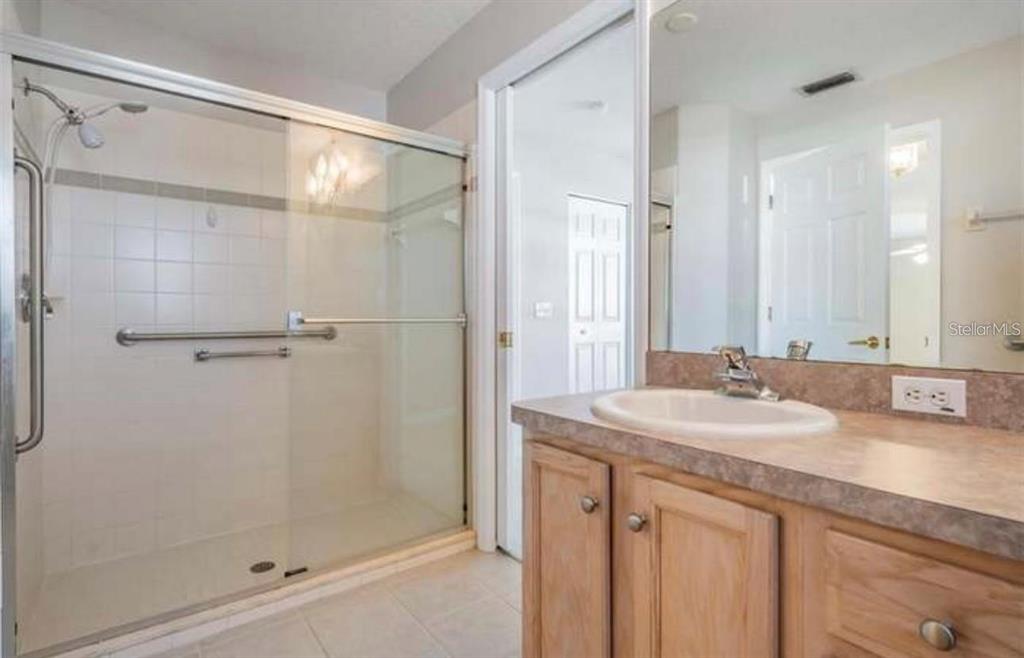 1520 Canberley Court Trinity, FL 34655 - Photo 18 of 35 a bathroom with a shower sink vanity granite and mirror