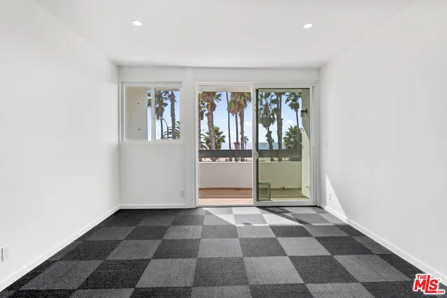 a view of a black and white checkered floor