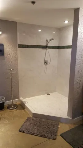 a bathroom with a shower