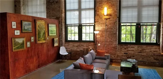 a building outdoor space with patio furniture