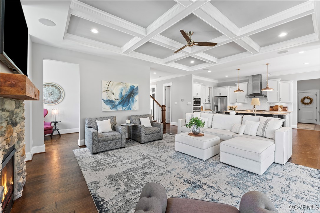 2437 Mitchells Mill Drive Midlothian, VA 23112 - Photo 17 of 50 a living room with fireplace furniture and a flat screen tv