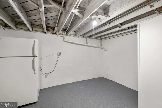 a view of a room with racks on the wall