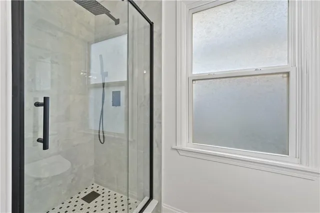 a bathroom with a shower