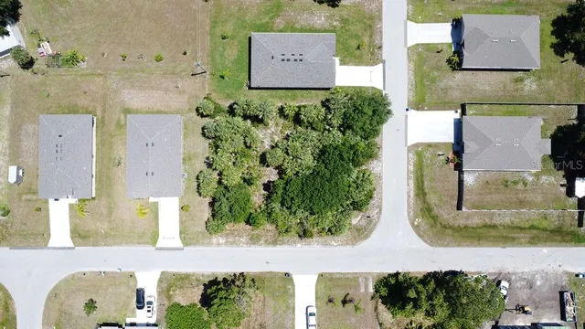an aerial view of a house