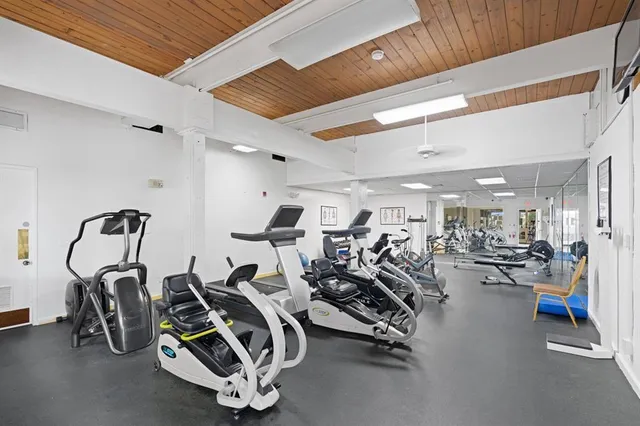 a view of a room with gym equipment