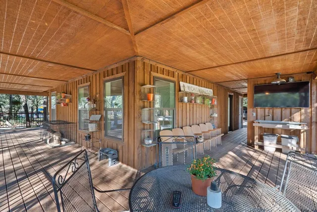 a backyard of a house with lots of green space