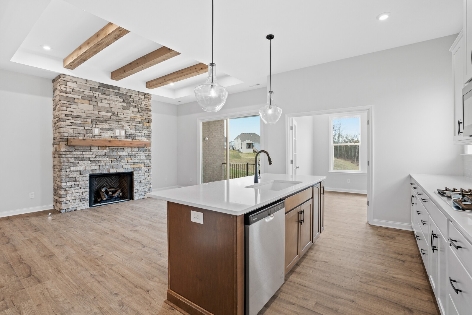 1709 Merkel Road Columbia, TN 38401 - Photo 20 of 44 a kitchen with stainless steel appliances granite countertop a sink a oven and a wooden floor