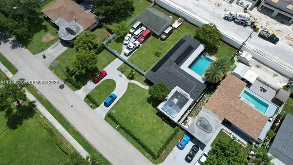 an aerial view of a house