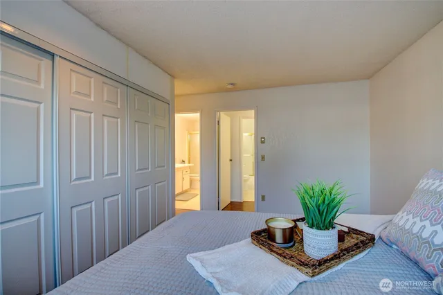 a living room with furniture and potted plant