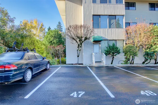 a car parked in front of a house