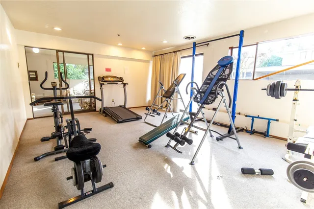 a view of a room with gym equipment
