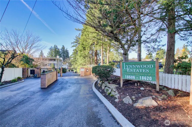 a garden view with a sitting space