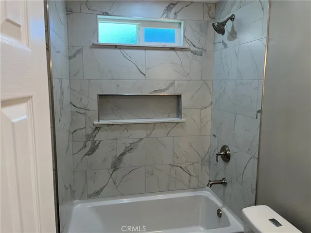 a bathroom with a bathtub