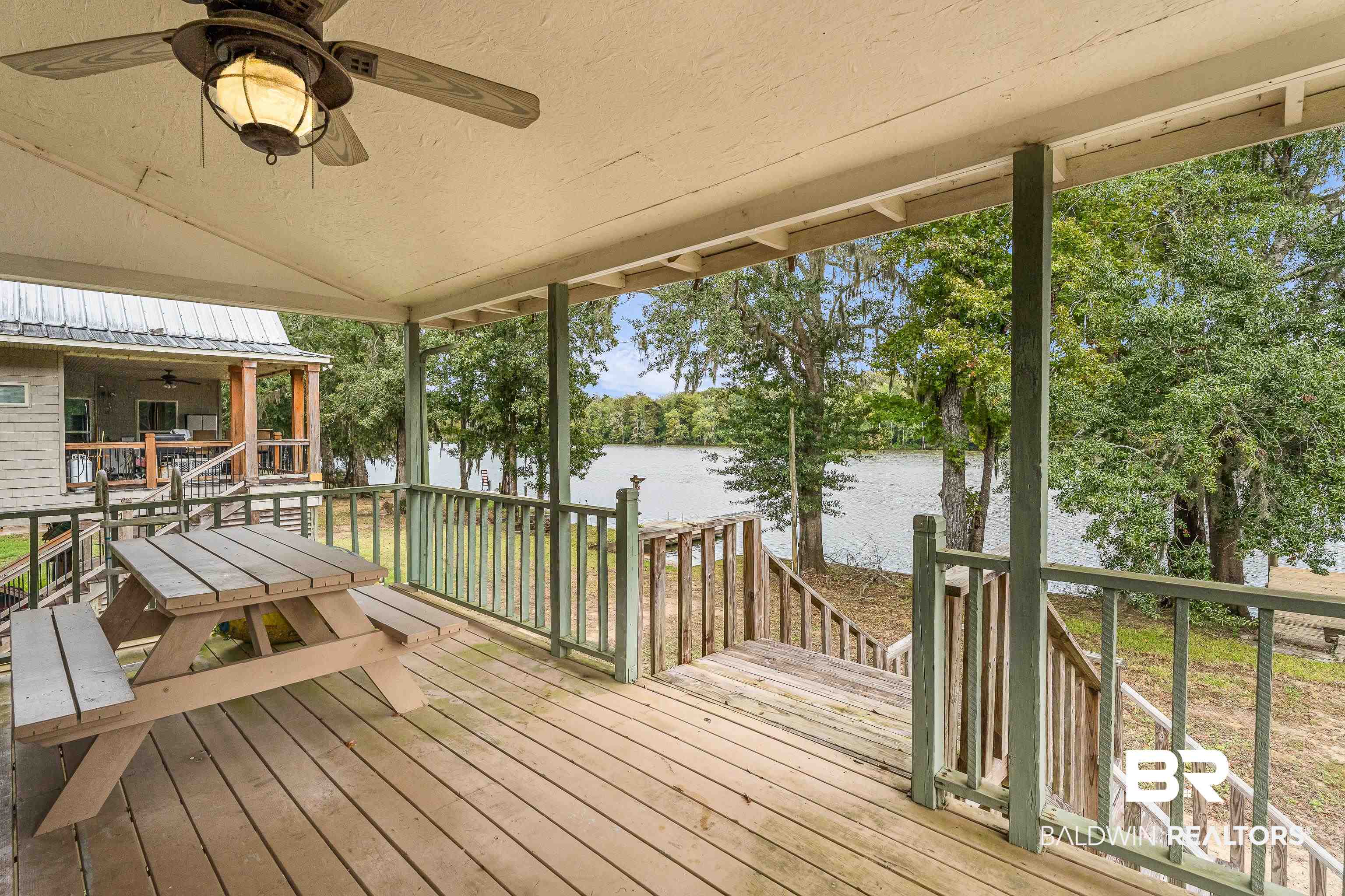 8317 Bryant's Lndg Road Stockton, AL 36579 - Photo 11 of 28 Wooden deck with ceiling fan and a water view