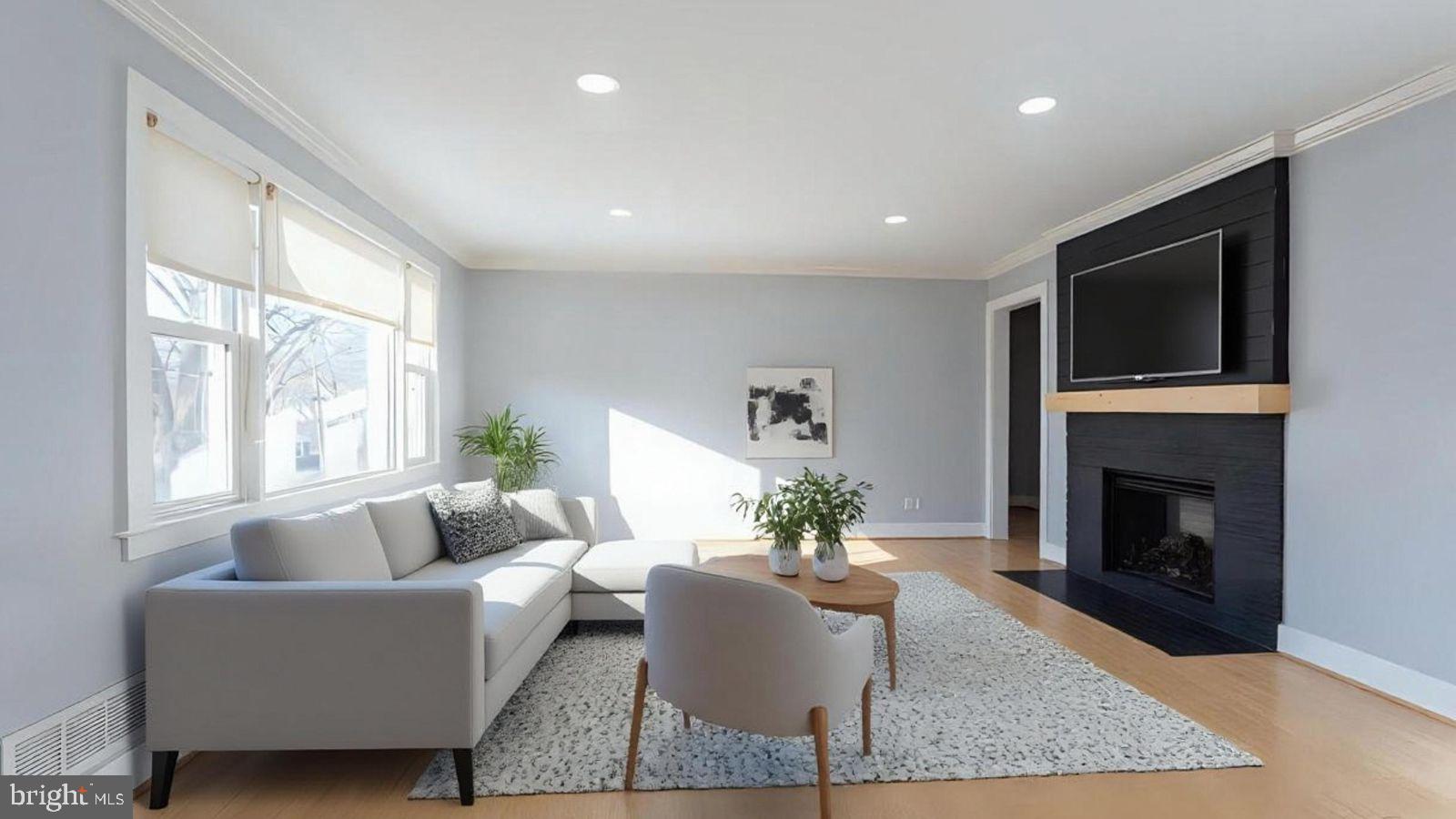 1809 Florin Street Silver Spring, MD 20902 - Photo 9 of 41 a living room with furniture a fireplace and a flat screen tv