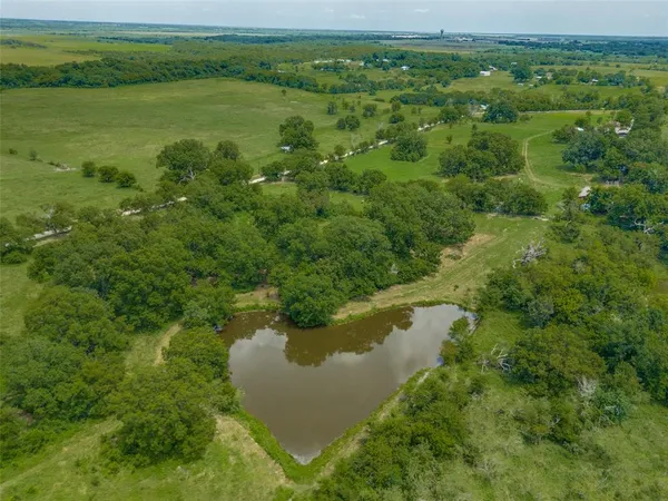 a view of a lake with a forest