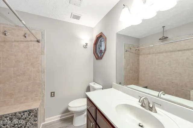 a bathroom with a sink toilet and vanity