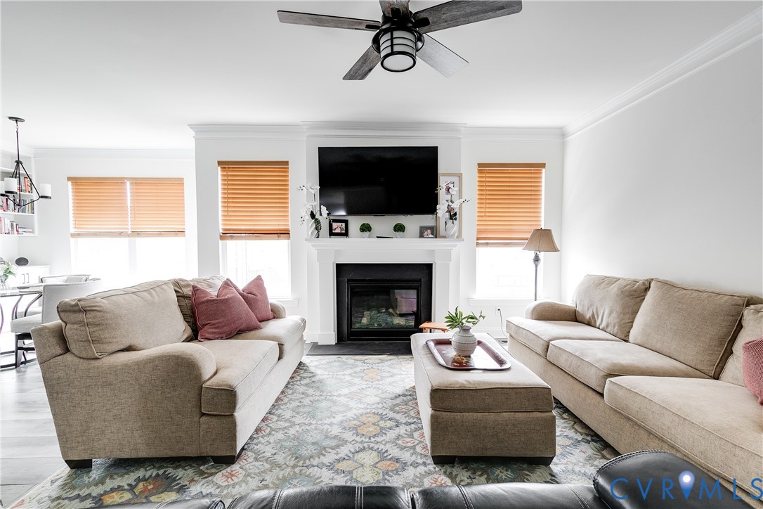 10123 Peach Blossom Road Mechanicsville, VA 23116 - Photo 21 of 49 a living room with furniture a flat screen tv and a fireplace