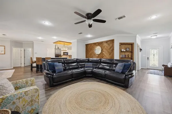 a living room with furniture