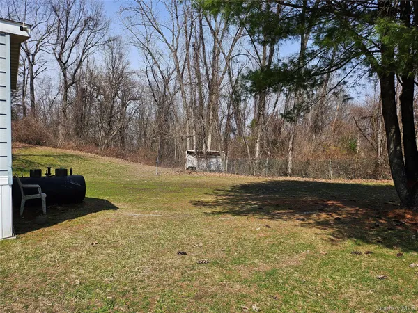 a view of a backyard with green space