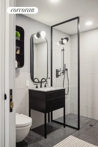 a view of building with glass door