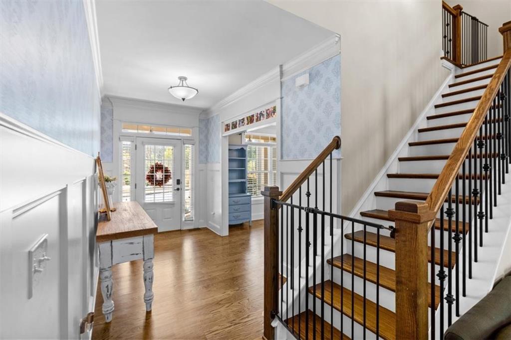 802 Double Branches Lane Dallas, GA 30132 - Photo 10 of 80 a view of entryway with wooden floor and stairs