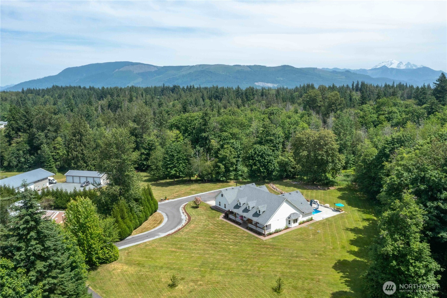a view of a lake with a mountain in the background