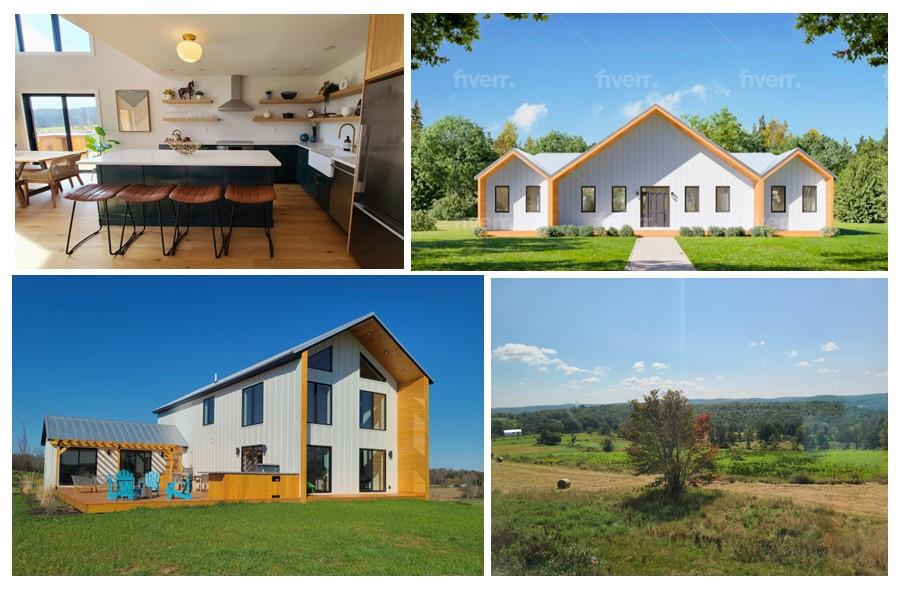 a view of multiple houses with a big yard