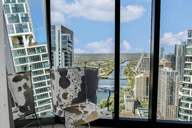 a view of a city from a balcony