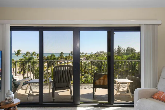 a view of a glass door