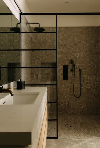 a bathroom with a shower