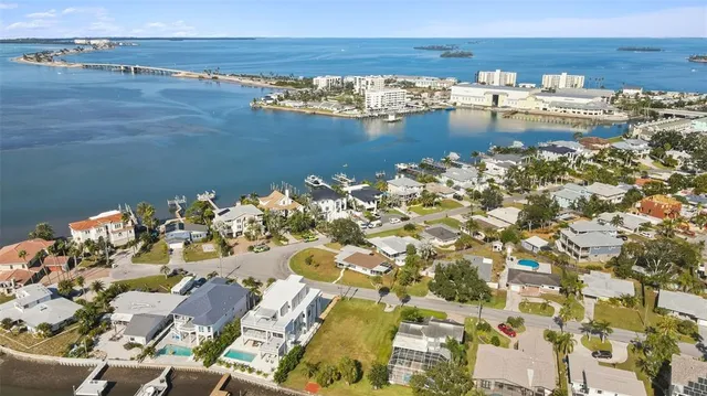 an aerial view of a house with outdoor space