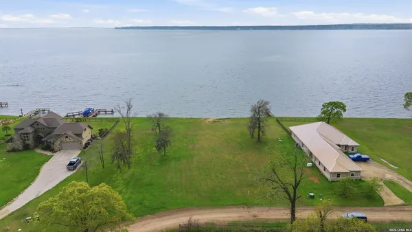 a bird view of a lake