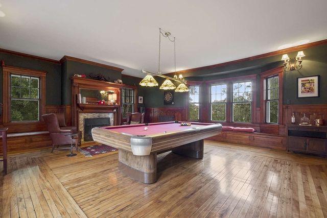 a lobby with furniture and window