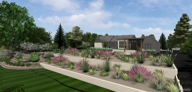 an aerial view of house with yard