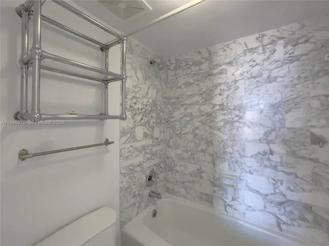 a bathroom with a bathtub